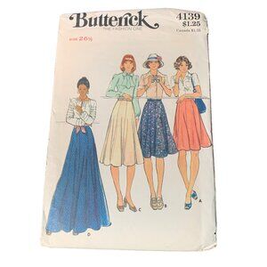 Butterick 4139 Vintage Sewing Pattern Womens Skirt 4 Styles Size 26.5 Waist